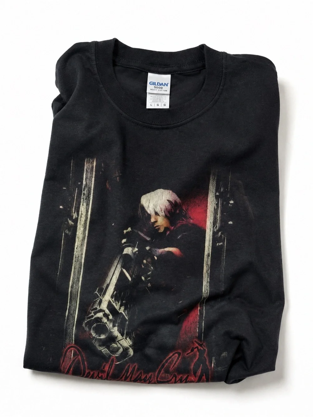 Gildan Black Devil May Cry Graphic Tee with Red Accents UNISEX SIZE L - Picture 3 of 4